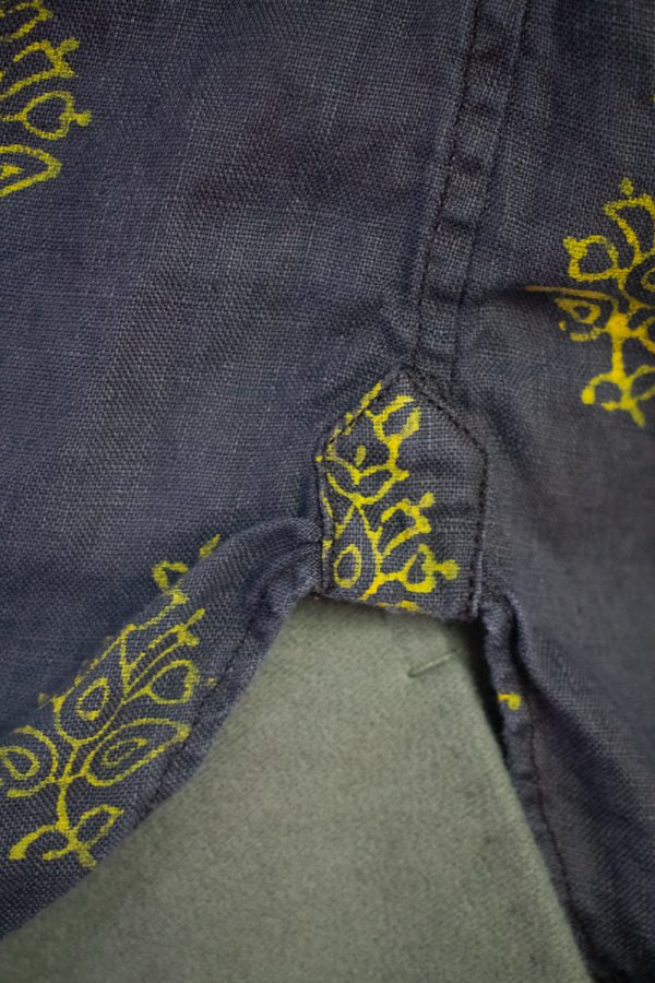 BLOCK-PRINTED COFFEE BROWN LINEN SHIRT - Image 6