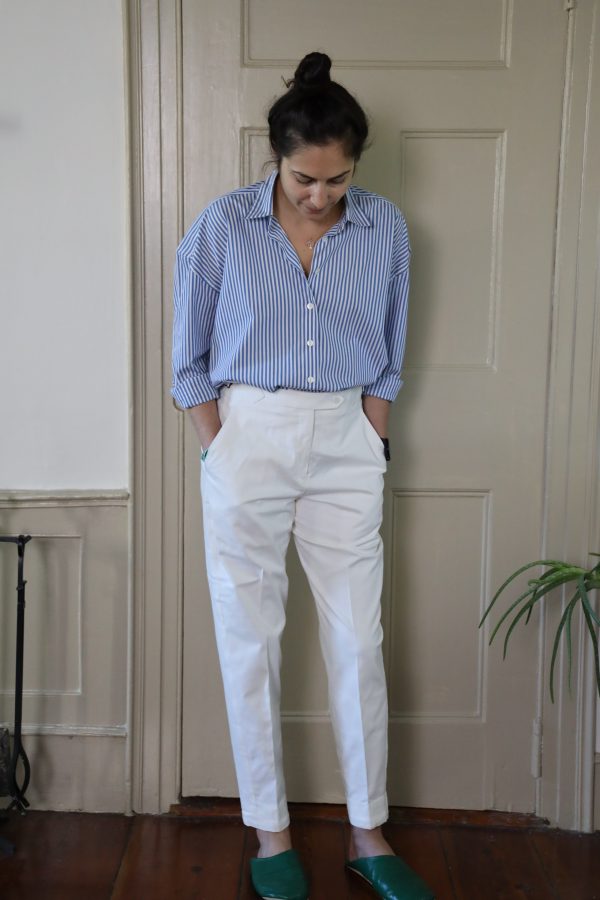 IVORY TAPERED PANTS IN BRUSHED COTTON TWILL - Image 2