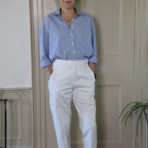 IVORY TAPERED PANTS IN BRUSHED COTTON TWILL