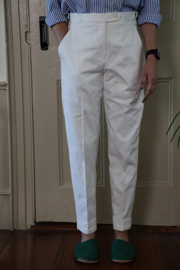 IVORY TAPERED PANTS IN BRUSHED COTTON TWILL - Image 3