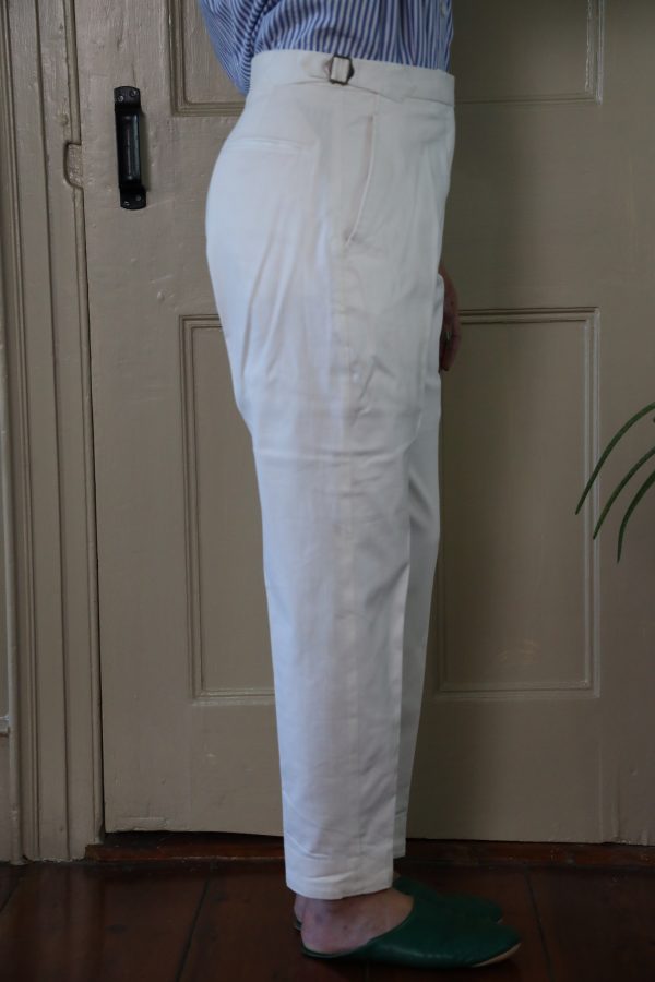 IVORY TAPERED PANTS IN BRUSHED COTTON TWILL - Image 4