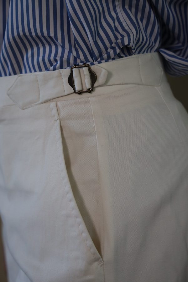 IVORY TAPERED PANTS IN BRUSHED COTTON TWILL - Image 6