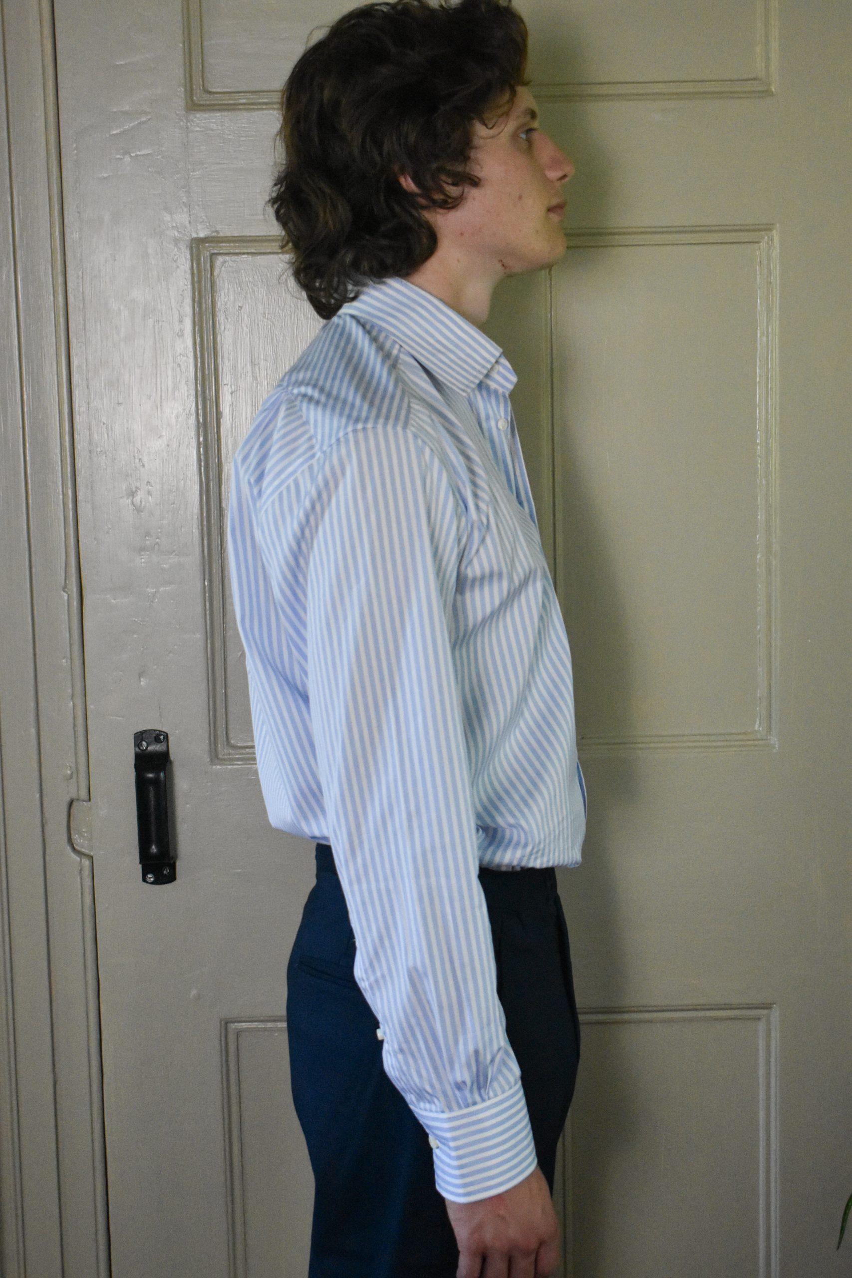 HAND-SEWN SHIRT IN BLUE & WHITE STRIPED 120s 2-PLY POPLIN 3 HAND-SEWN SHIRT IN BLUE & WHITE STRIPED 120s 2-PLY POPLIN - Image 3