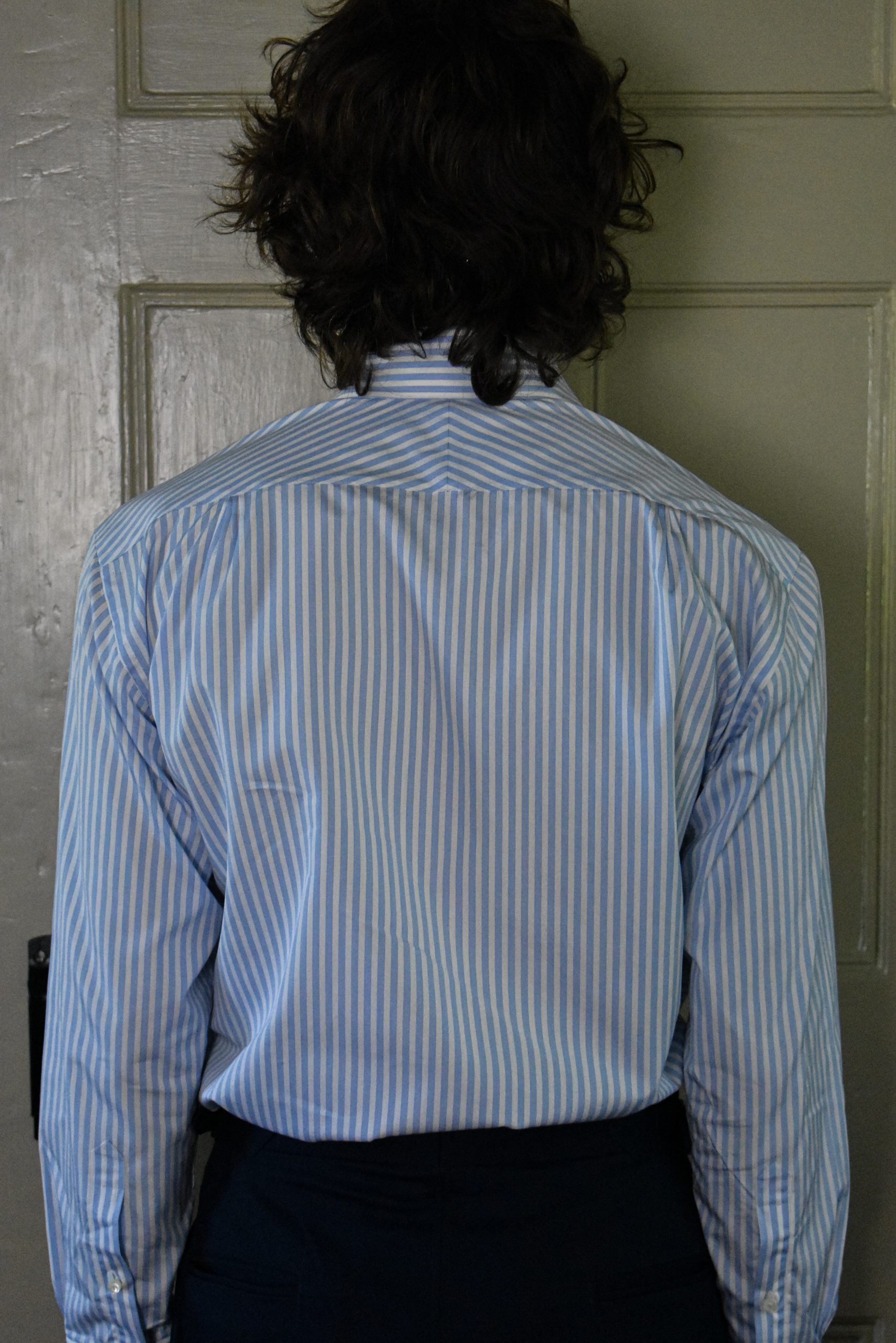 HAND-SEWN SHIRT IN BLUE & WHITE STRIPED 120s 2-PLY POPLIN 4 HAND-SEWN SHIRT IN BLUE & WHITE STRIPED 120s 2-PLY POPLIN - Image 4