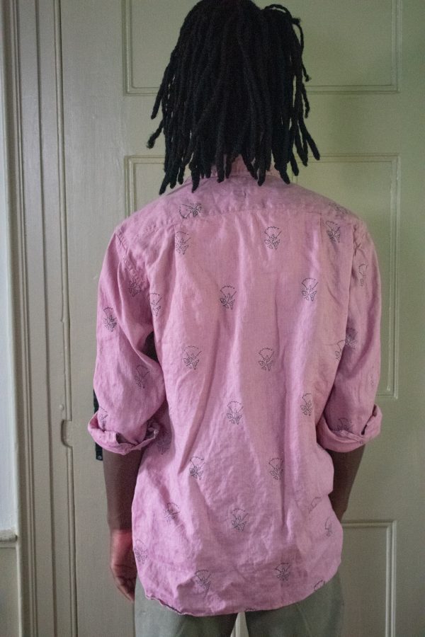 BLOCK-PRINTED LINEN SHIRT IN DUSTY ROSE 3 BLOCK-PRINTED LINEN SHIRT IN DUSTY ROSE - Image 3