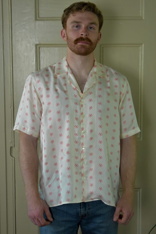 CAMP COLLAR SHIRT IN IVORY TWILL SILK FLORAL SHIRT 1 CAMP COLLAR SHIRT IN IVORY TWILL SILK FLORAL SHIRT