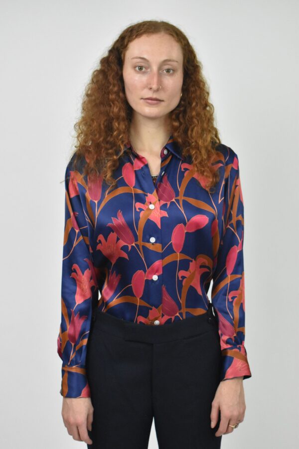 BLUE TULIP CHARMEUSE SILK SIMPLE SHIRT