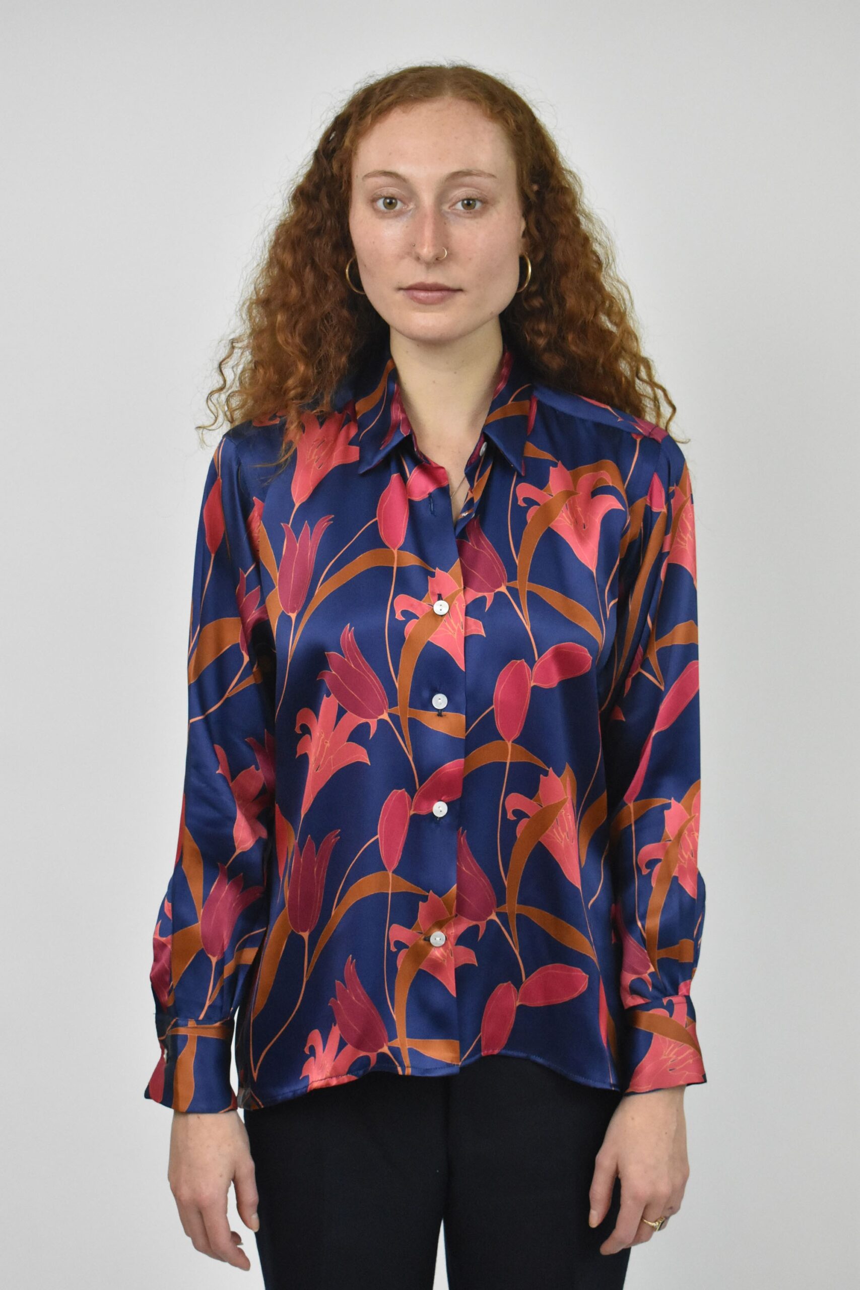 BLUE TULIP CHARMEUSE SILK SIMPLE SHIRT 2 BLUE TULIP CHARMEUSE SILK SIMPLE SHIRT - Image 2