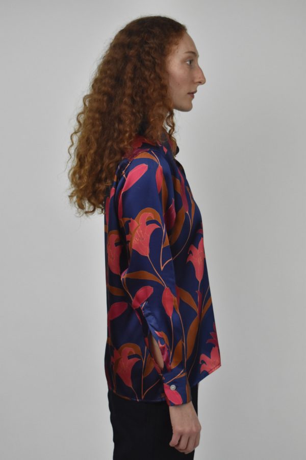 BLUE TULIP CHARMEUSE SILK SIMPLE SHIRT - Image 3