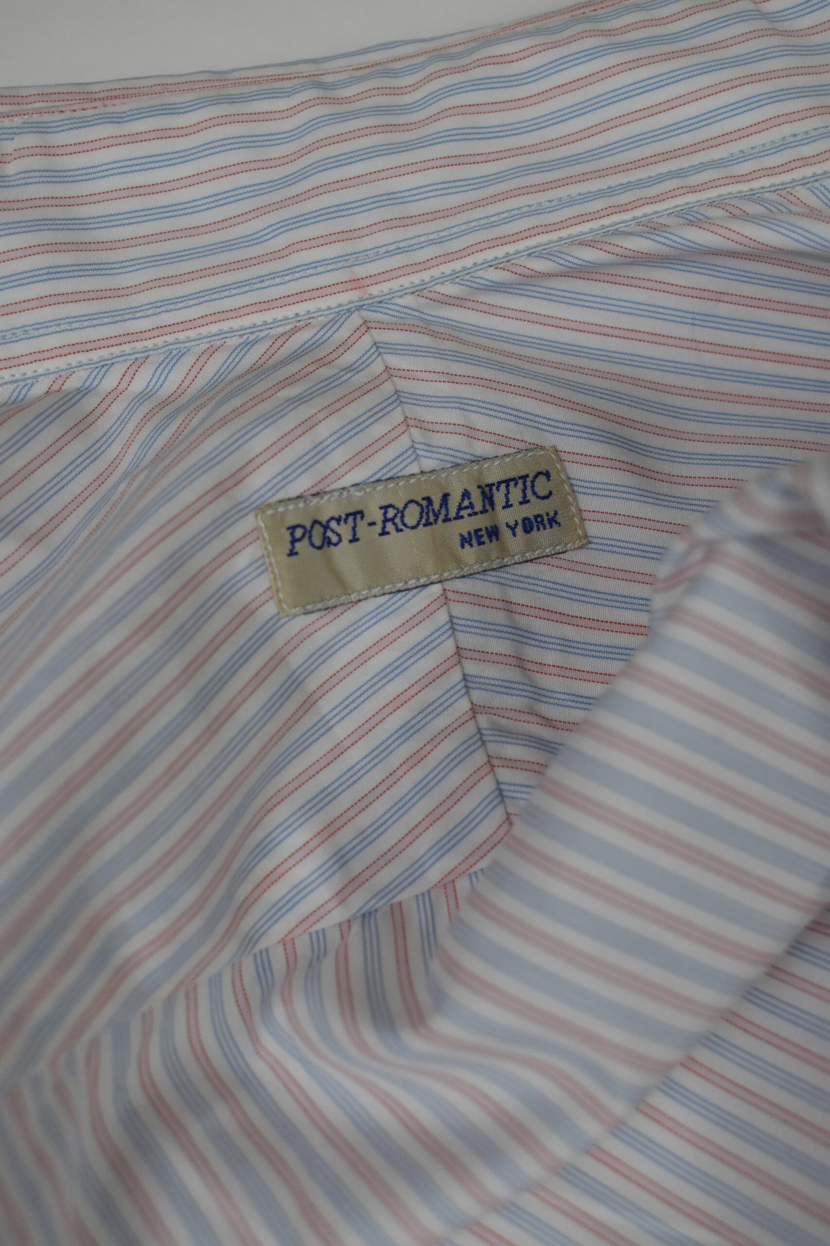 HAND-SEWN GRANDI & RUBINELLI SHIRT IN RED & BLUE ON WHITE 120s 2-PLY POPLIN 4 HAND-SEWN GRANDI & RUBINELLI SHIRT IN RED & BLUE ON WHITE 120s 2-PLY POPLIN - Image 4