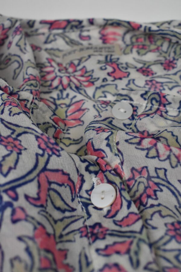 WOOD BLOCK PRINTED CHIFFON SILK BLOUSE 6 WOOD BLOCK PRINTED CHIFFON SILK BLOUSE - Image 6