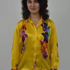 YELLOW IRIS CHARMEUSE SILK SIMPLE SHIRT