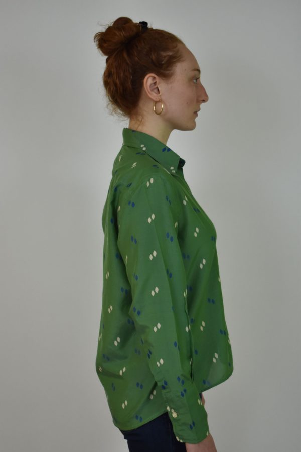 THE LIBRARIAN'S SHIRT IN GREEN SILK AND COTTON. - Image 3