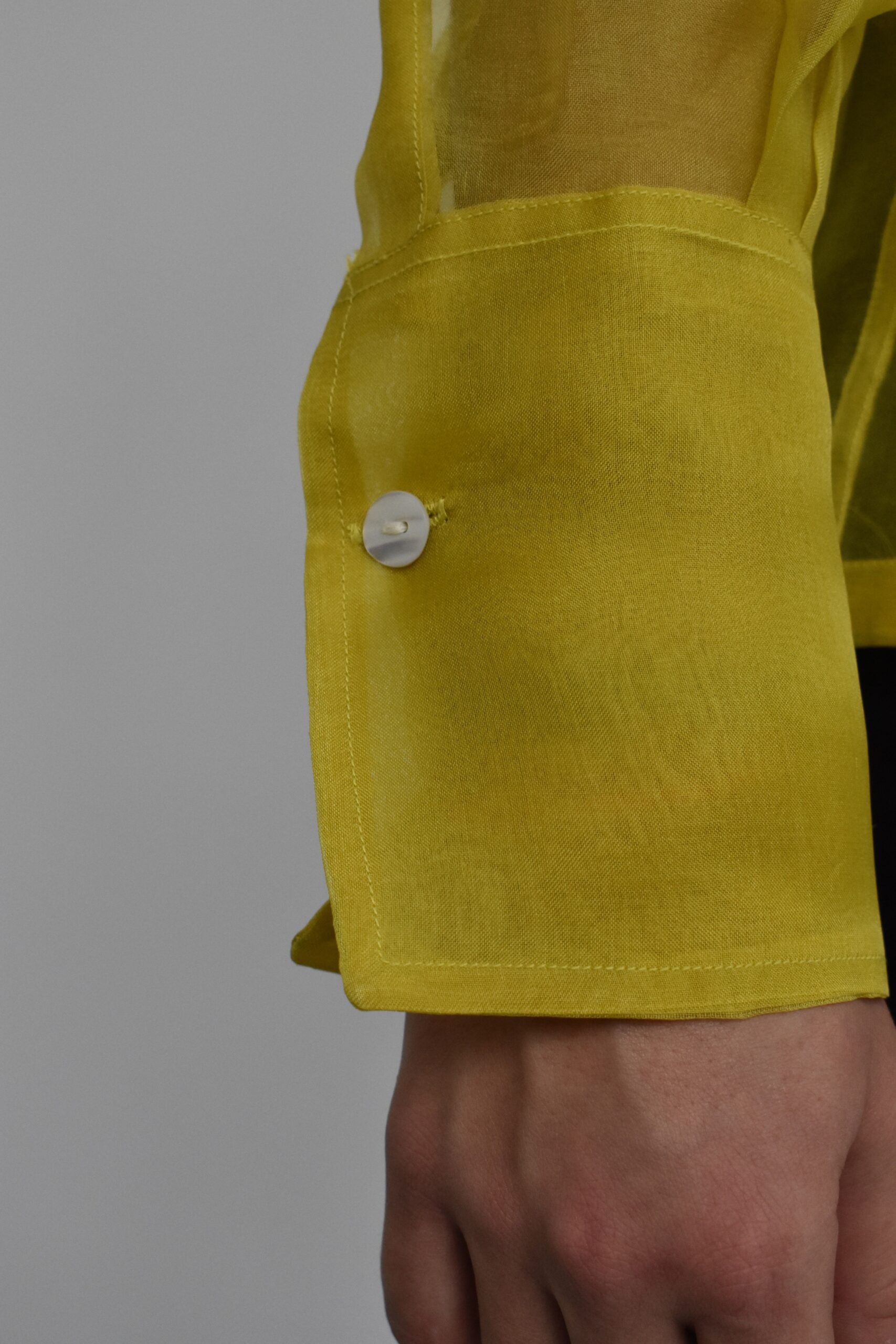 THE LIBRARIAN'S SHIRT IN SHEER MUSTARD SILK 3 THE LIBRARIAN'S SHIRT IN SHEER MUSTARD SILK - Image 3