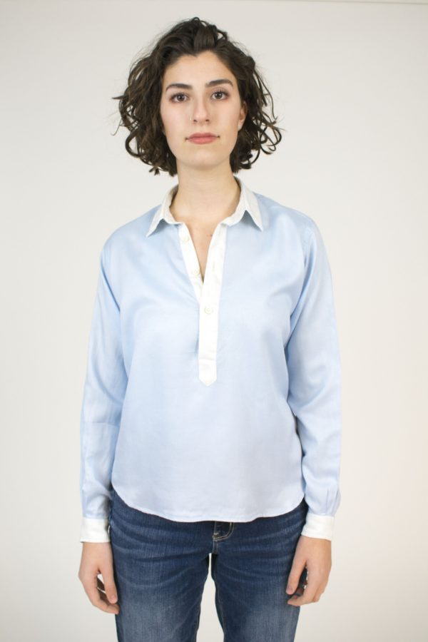 POPOVER SHIRT IN SILK/COTTON BLEND