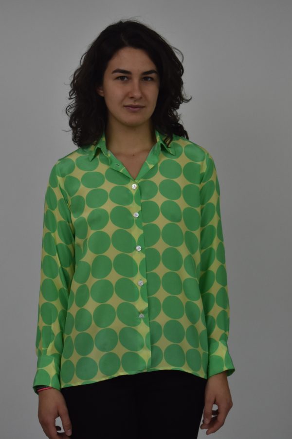 KEY LIME SIMPLE SHIRT IN SILK CREPE DE CHINE