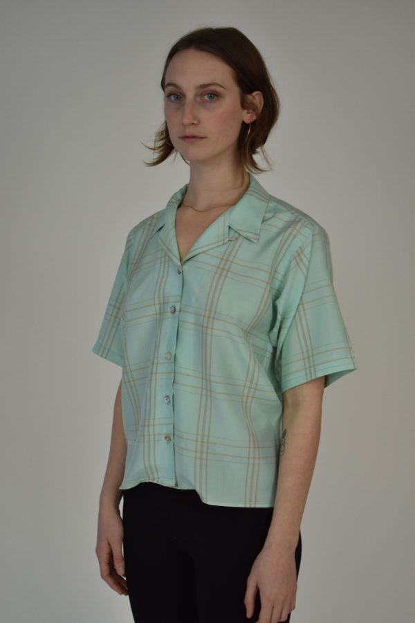 CAMP COLLAR SHIRT IN GREEN SILK & COTTON BLEND - Image 2