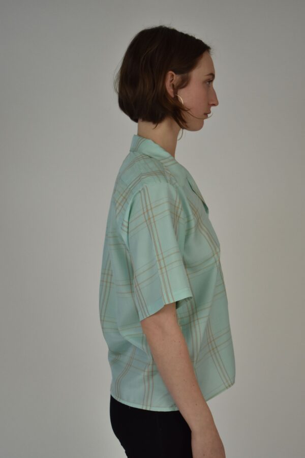 CAMP COLLAR SHIRT IN GREEN SILK & COTTON BLEND - Image 3
