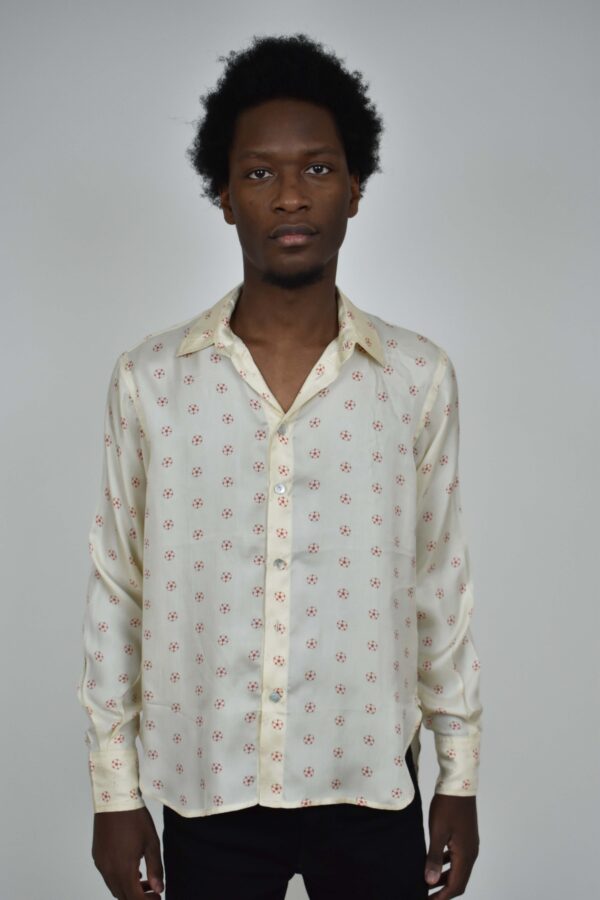 IVORY SILK TWILL SHIRT WITH SMALL FLOWERS - Image 2
