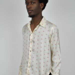 IVORY SILK TWILL SHIRT WITH SMALL FLOWERS