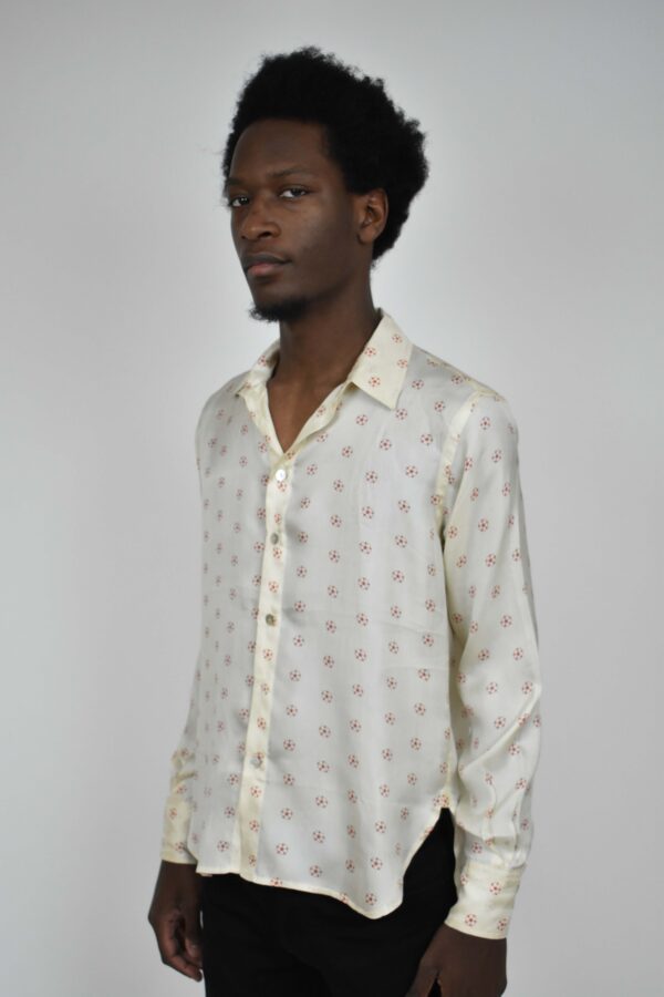 IVORY SILK TWILL SHIRT WITH SMALL FLOWERS