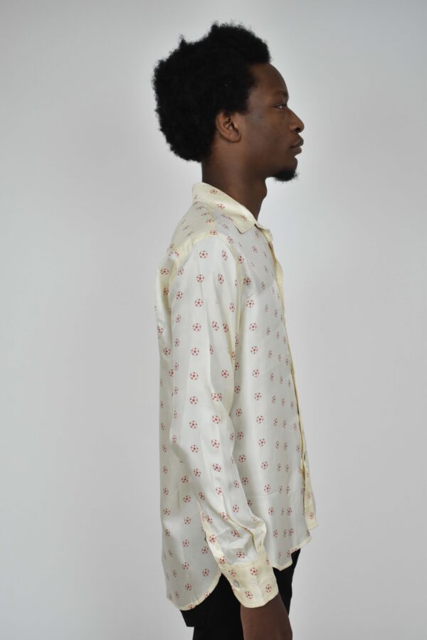 IVORY SILK TWILL SHIRT WITH SMALL FLOWERS - Image 3