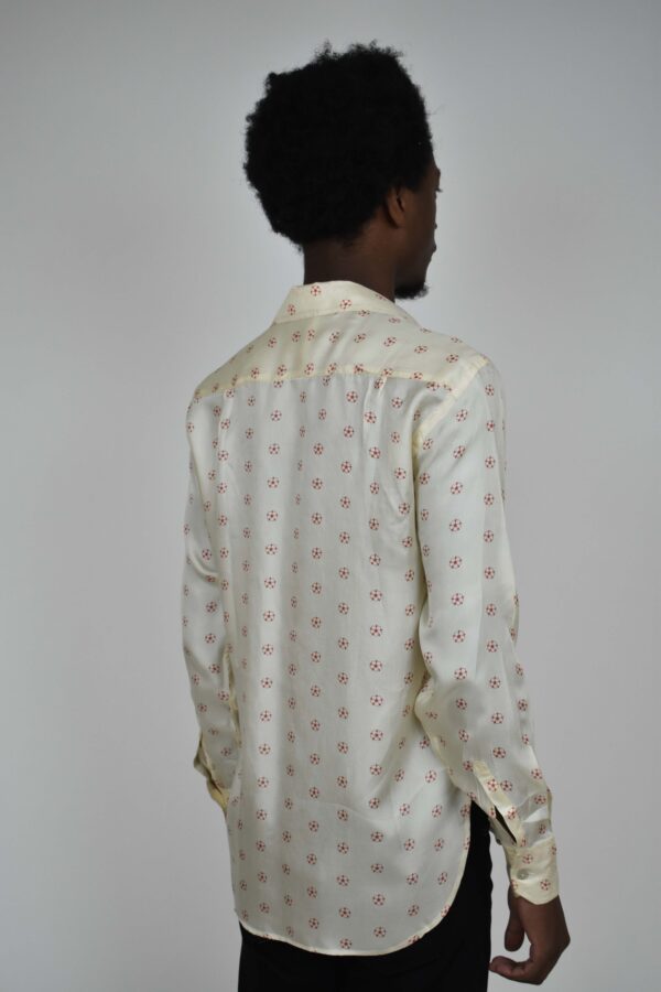 IVORY SILK TWILL SHIRT WITH SMALL FLOWERS - Image 4