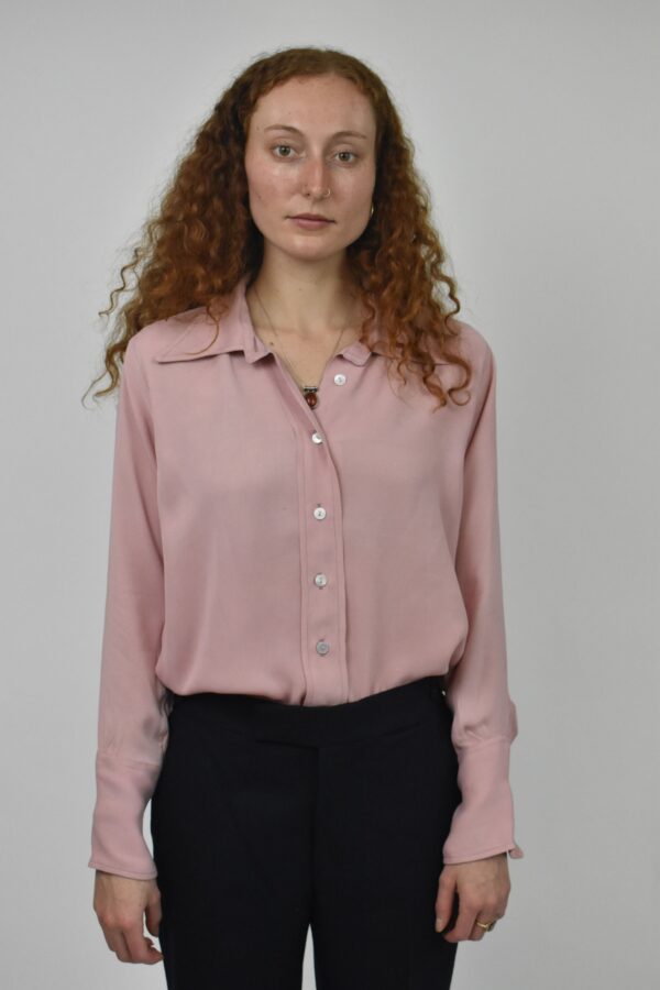 THE LIBRARIAN'S SHIRT IN DUSTY ROSE GEORGETTE SILK