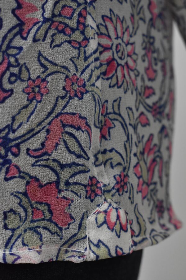 WOOD BLOCK PRINTED CHIFFON SILK BLOUSE 5 WOOD BLOCK PRINTED CHIFFON SILK BLOUSE - Image 5