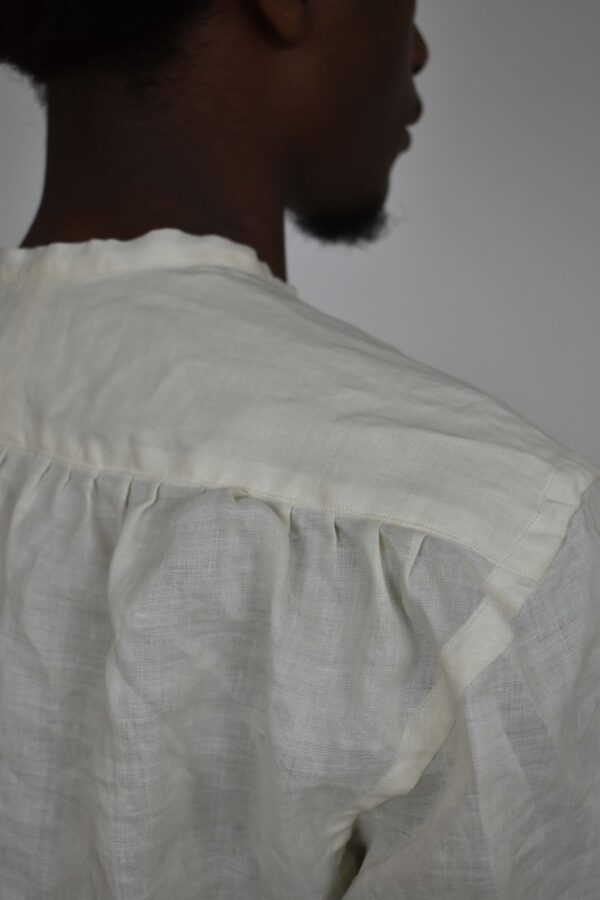 OFFICER-COLLAR SHIRT IN IVORY JAPANESE LIGHT LINEN 7 OFFICER-COLLAR SHIRT IN IVORY JAPANESE LIGHT LINEN - Image 7