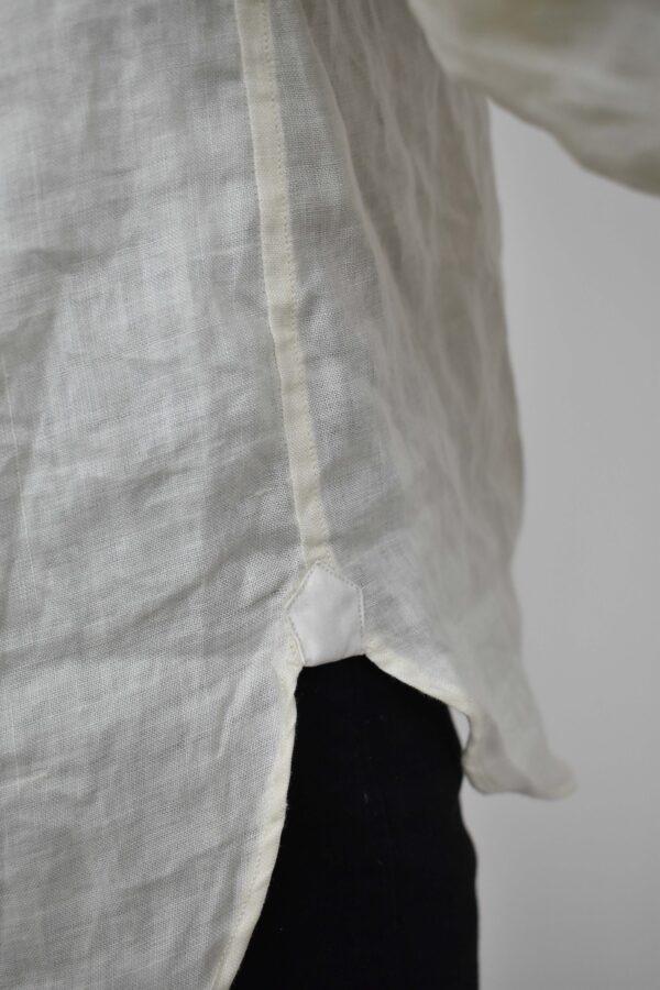 OFFICER-COLLAR SHIRT IN IVORY JAPANESE LIGHT LINEN 8 OFFICER-COLLAR SHIRT IN IVORY JAPANESE LIGHT LINEN - Image 8