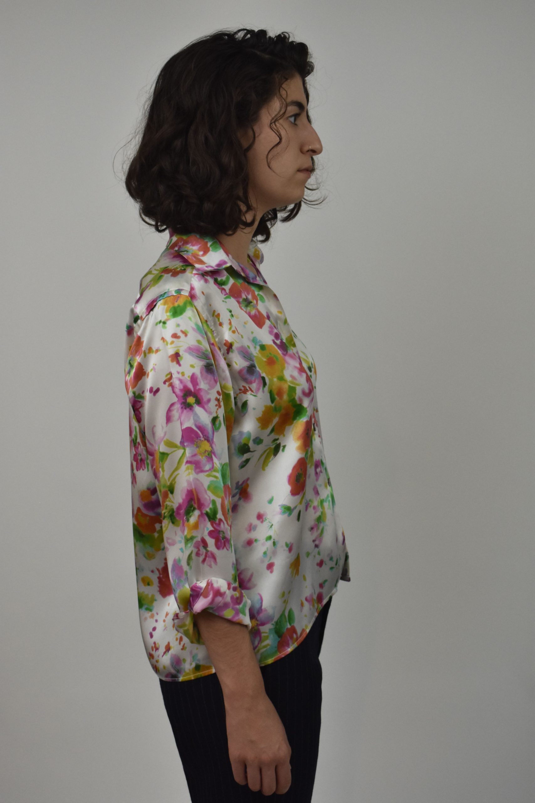 SIMPLE SHIRT IN COLORFUL CHARMEUSE SILK 2 SIMPLE SHIRT IN COLORFUL CHARMEUSE SILK - Image 2