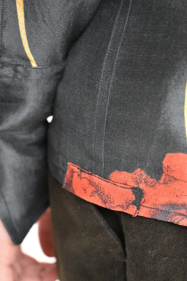 THE LIBRARIAN'S SHIRT IN RAW SILK WITH RED POPPIES 5 THE LIBRARIAN'S SHIRT IN RAW SILK WITH RED POPPIES - Image 5