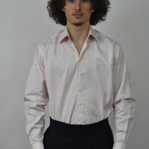 HAND-SEWN FORMAL SHIRT IN LIGHT PINK COTTON TWILL