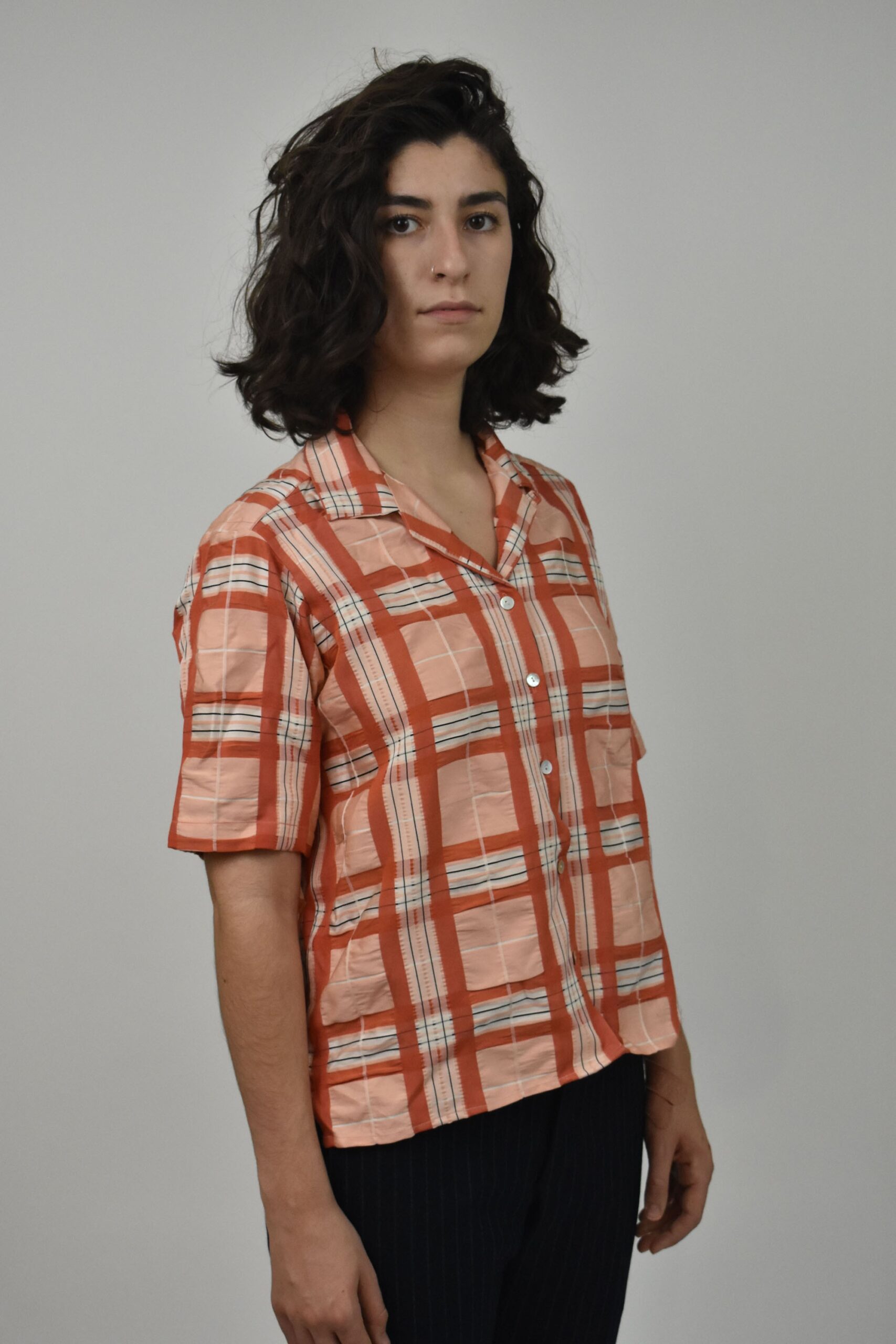 CHECKED CAMP COLLAR SHIRT IN SILK/COTTON 1 CHECKED CAMP COLLAR SHIRT IN SILK/COTTON