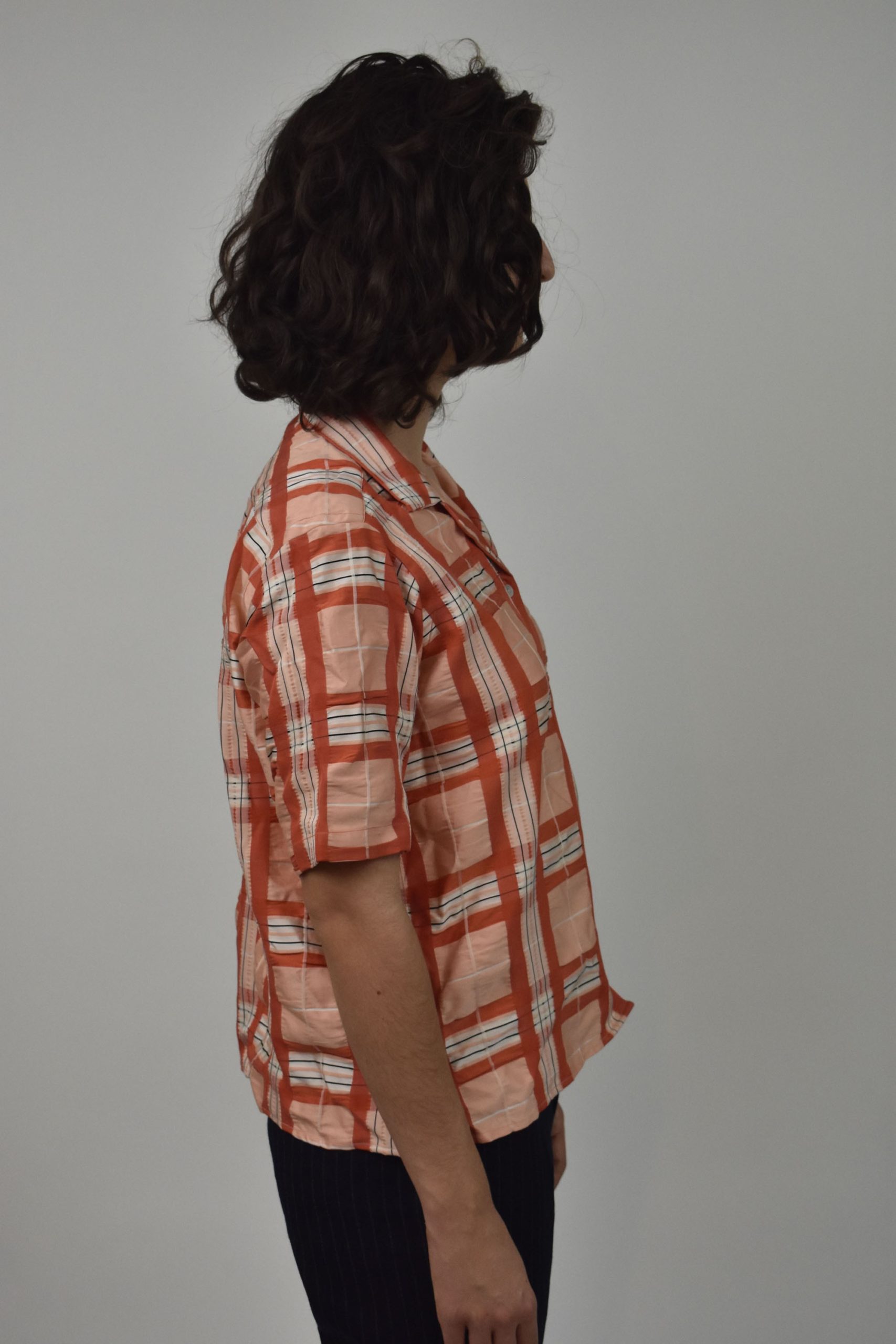 CHECKED CAMP COLLAR SHIRT IN SILK/COTTON 2 CHECKED CAMP COLLAR SHIRT IN SILK/COTTON - Image 2