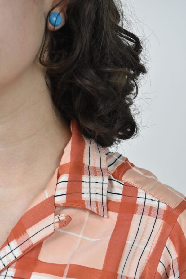 CHECKED CAMP COLLAR SHIRT IN SILK/COTTON - Image 4