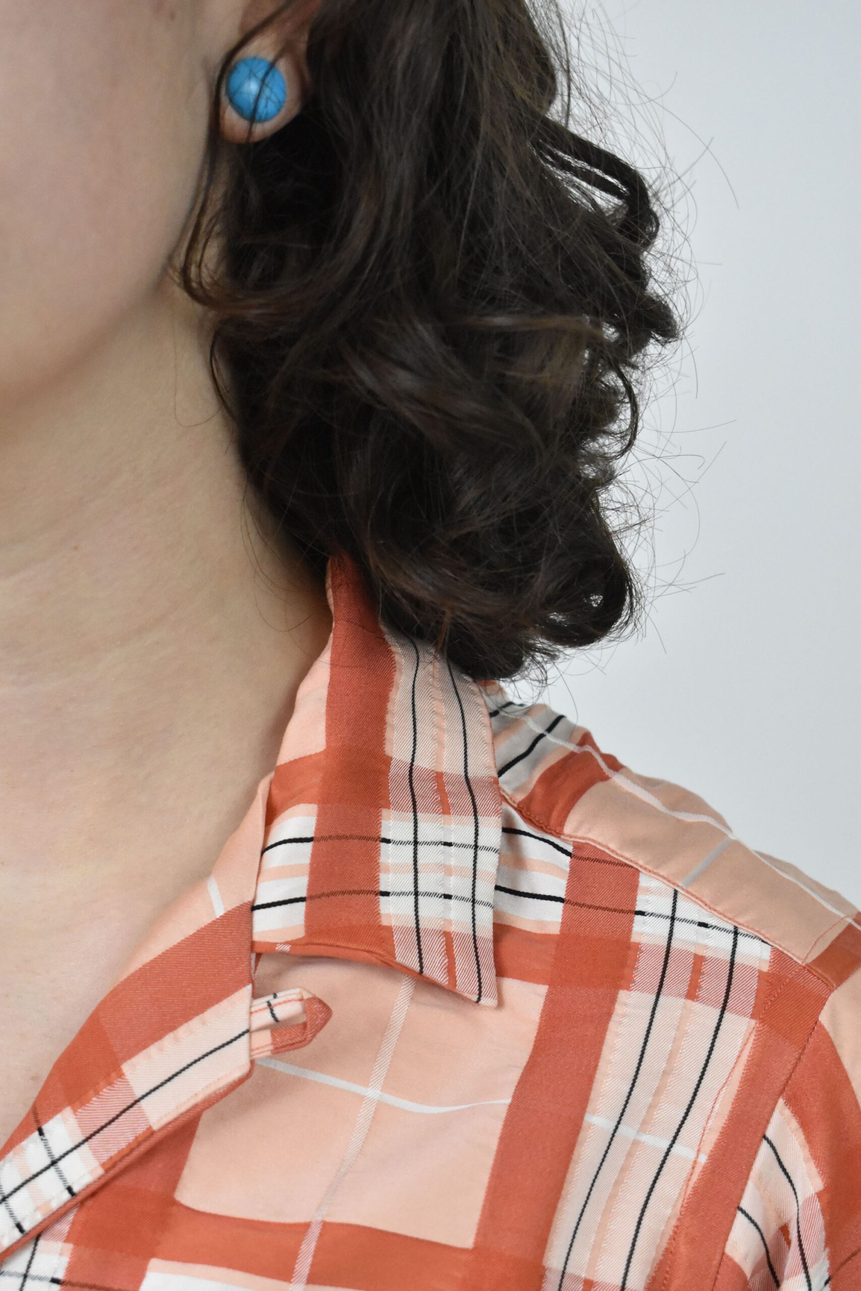 CHECKED CAMP COLLAR SHIRT IN SILK/COTTON 4 CHECKED CAMP COLLAR SHIRT IN SILK/COTTON - Image 4