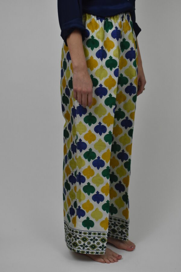 HAND PRINTED RAW SILK FLÂNEUSE PANTS 2 - Image 3