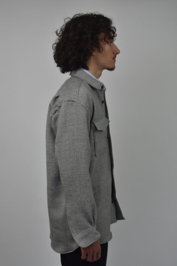 UTTERLY NATURAL, UNDYED ITALIAN WOOLEN TWEED OVERSHIRT 3 4 UTTERLY NATURAL, UNDYED ITALIAN WOOLEN TWEED OVERSHIRT 3 - Image 4