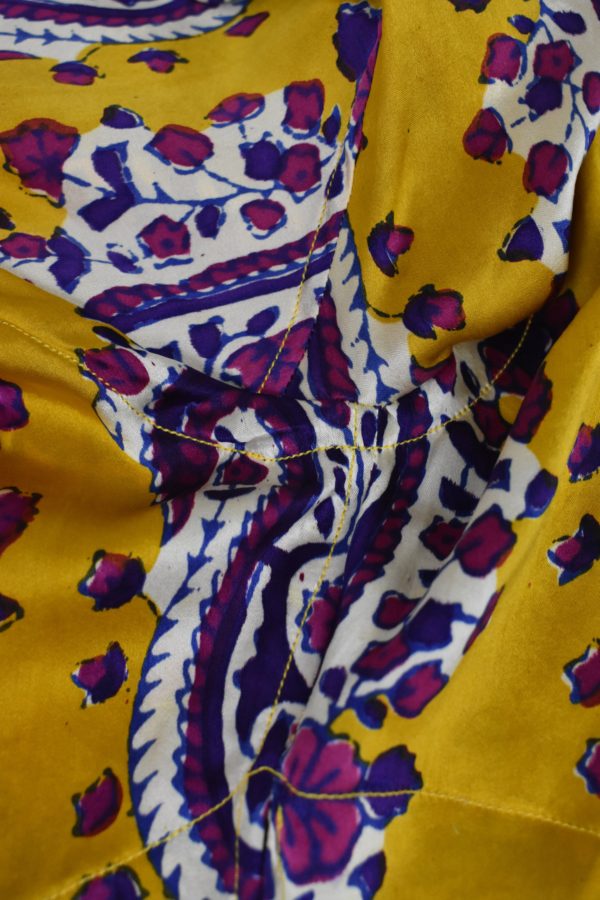 WOOD-BLOCK-PRINTED CHARMEUSE SILK KAFTAN 4 8 WOOD-BLOCK-PRINTED CHARMEUSE SILK KAFTAN 4 - Image 8