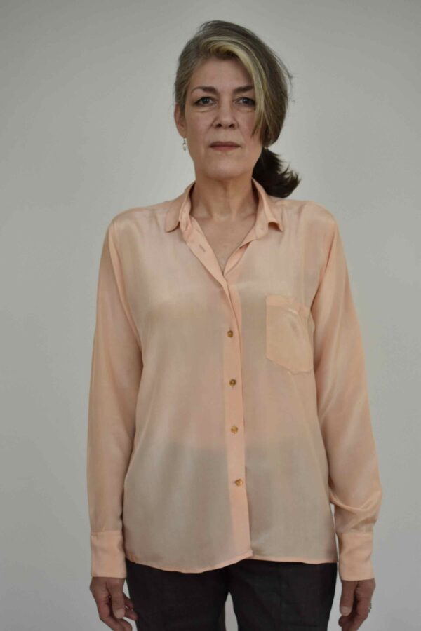 SIMPLE SHIRT IN PEACH SILK CREPE DE CHINE