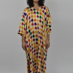 WOOD-BLOCK-PRINTED CHARMEUSE SILK KAFTAN 2