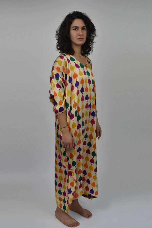 WOOD-BLOCK-PRINTED CHARMEUSE SILK KAFTAN 2 - Image 2