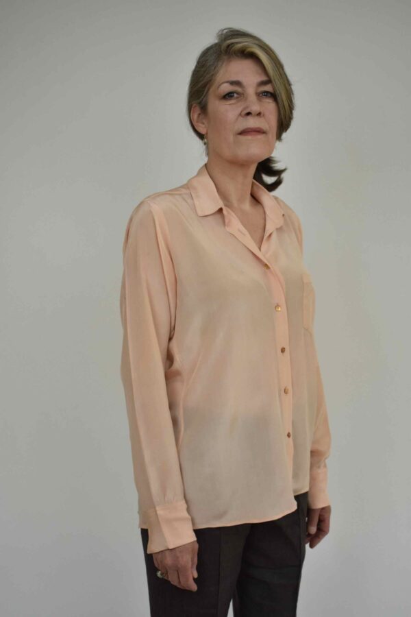SIMPLE SHIRT IN PEACH SILK CREPE DE CHINE - Image 2