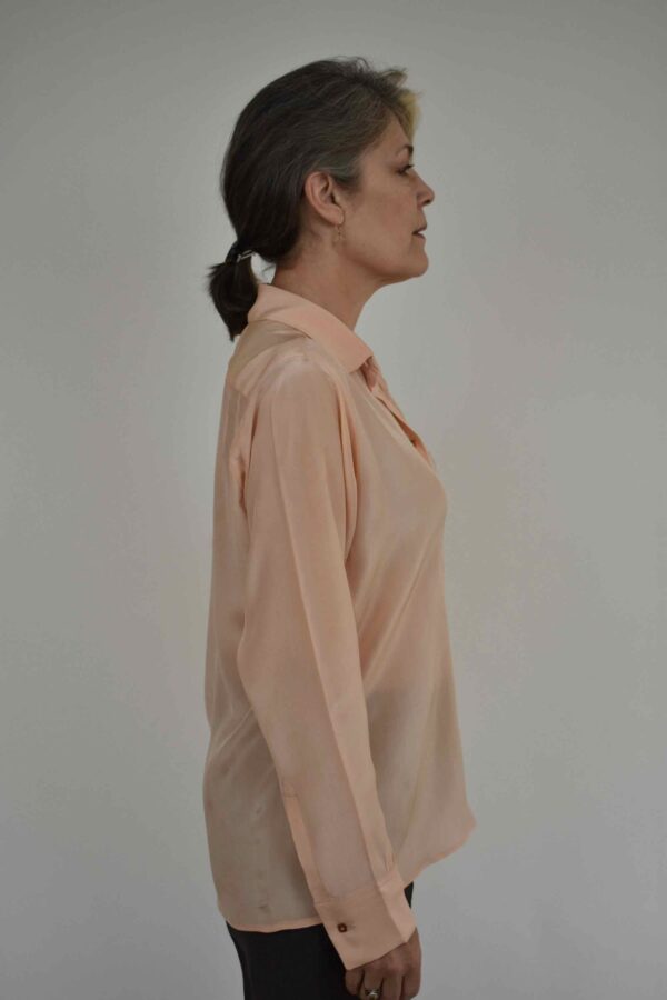 SIMPLE SHIRT IN PEACH SILK CREPE DE CHINE - Image 3