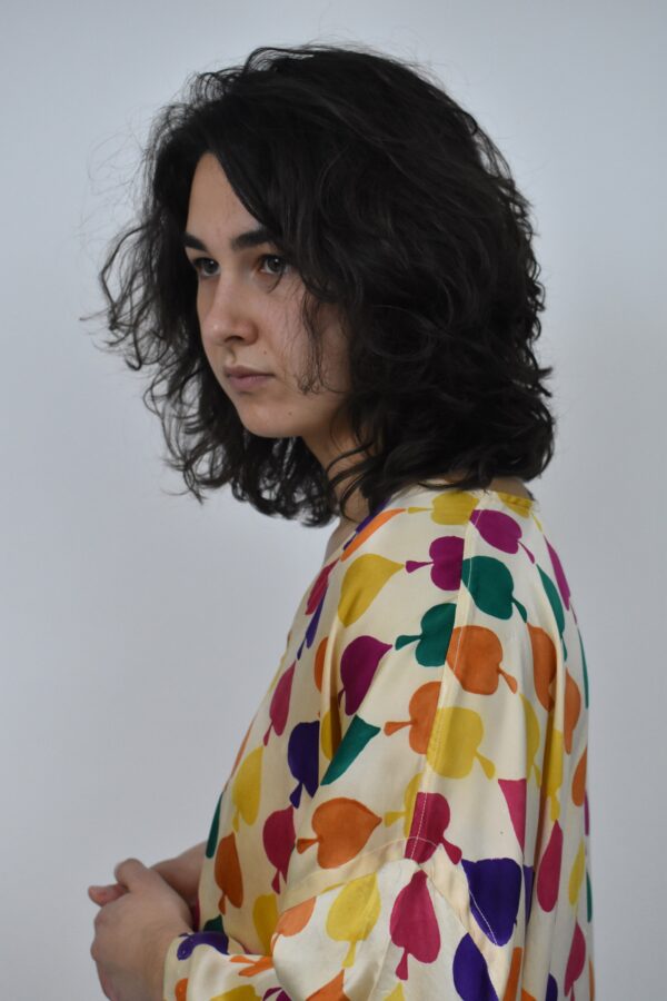 WOOD-BLOCK-PRINTED CHARMEUSE SILK KAFTAN 2 - Image 7