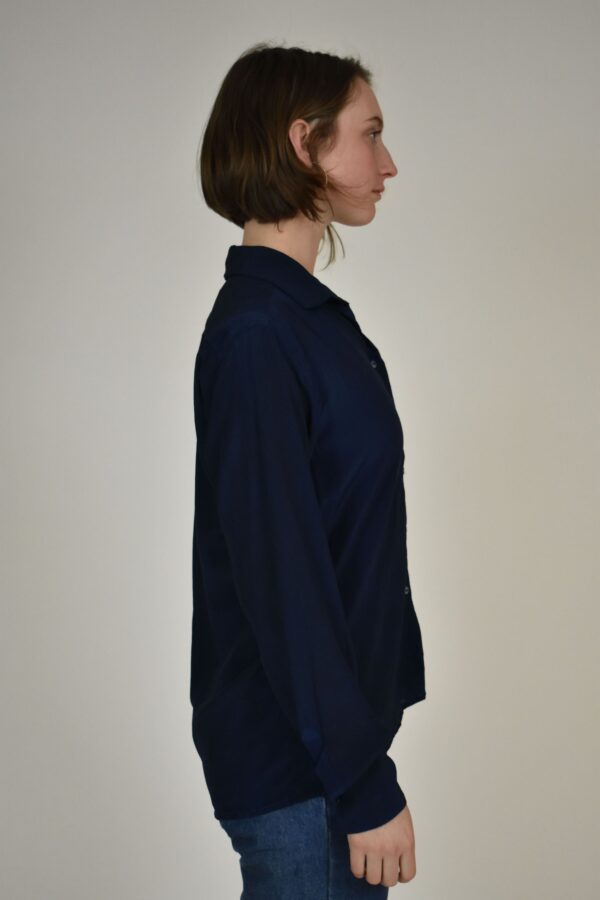 SIMPLE SHIRT IN NAVY SILK CREPE DE CHINE - Image 2
