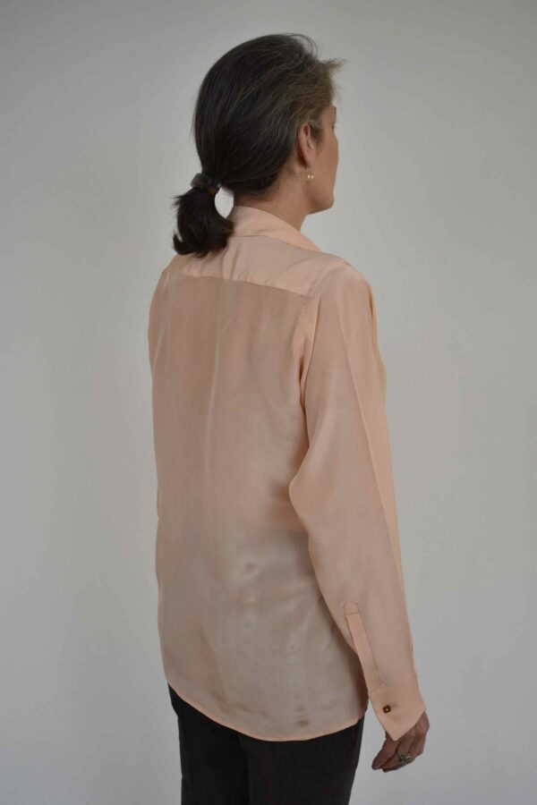 SIMPLE SHIRT IN PEACH SILK CREPE DE CHINE - Image 4
