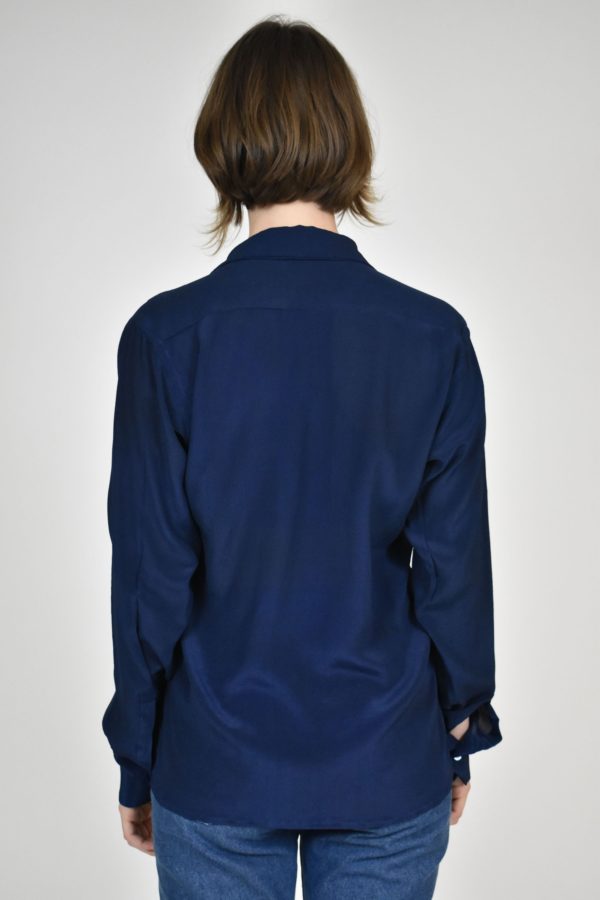 SIMPLE SHIRT IN NAVY SILK CREPE DE CHINE - Image 3